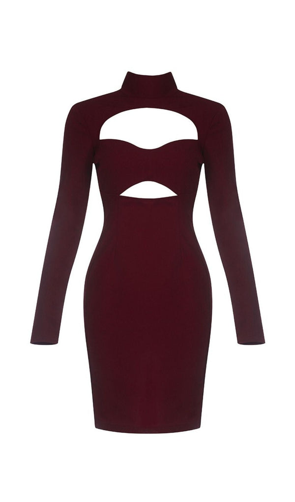 CUT OUT MESH MINI DRESS IN WINE RED Dresses styleofcb 