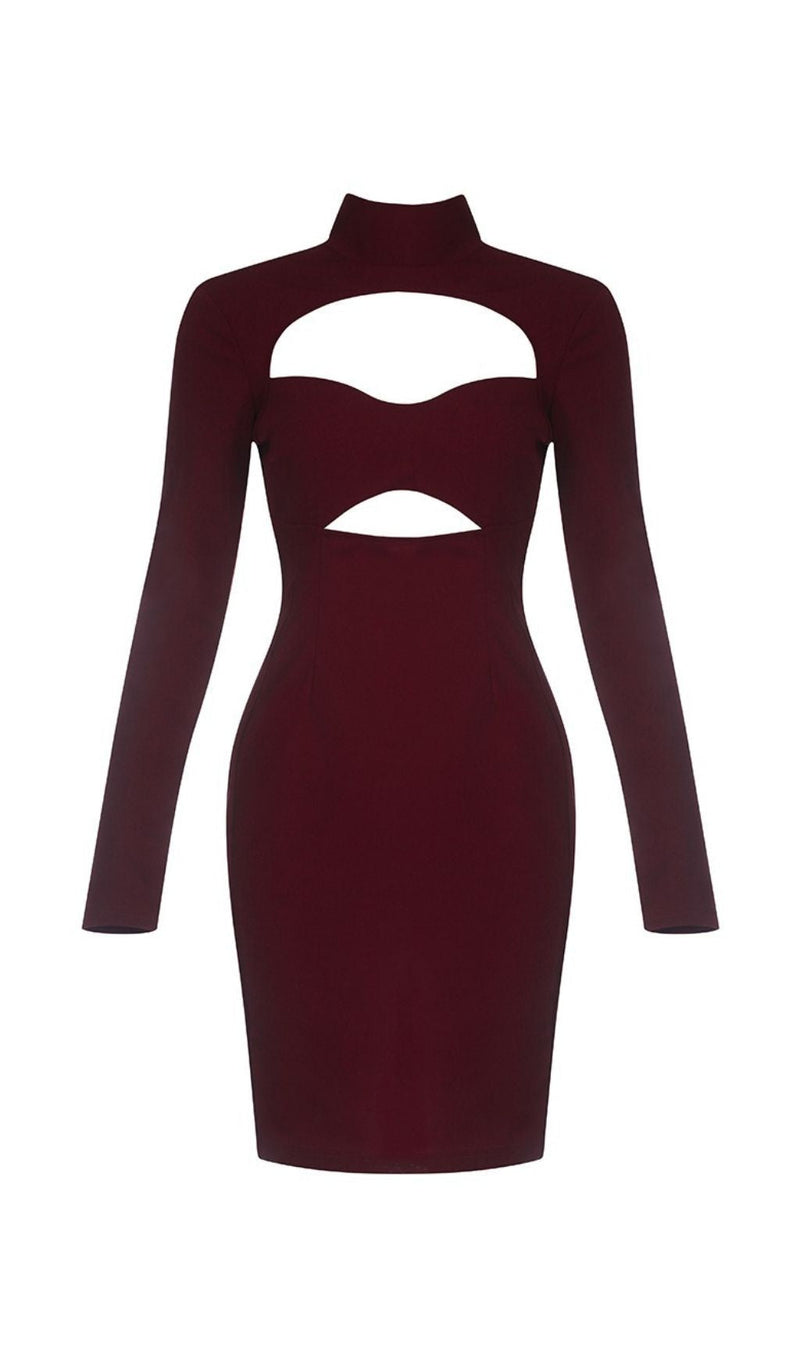 CUT OUT MESH MINI DRESS IN WINE RED Dresses styleofcb 