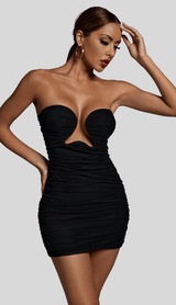 CUT-OUT RUCHED BODYCON MINI DRESS IN WHITE styleofcb 