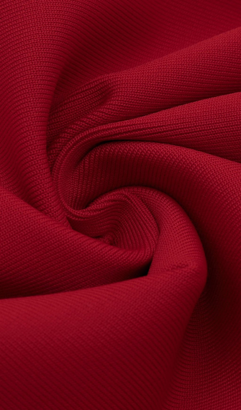CUT OUT SPLIT STRAPLESS BANDAGE MIDI DRESS IN RED Dresses styleofcb 