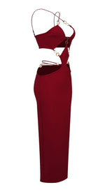 CUTOUT CHAIN MAXI DRESS IN RED DRESS STYLE OF CB 