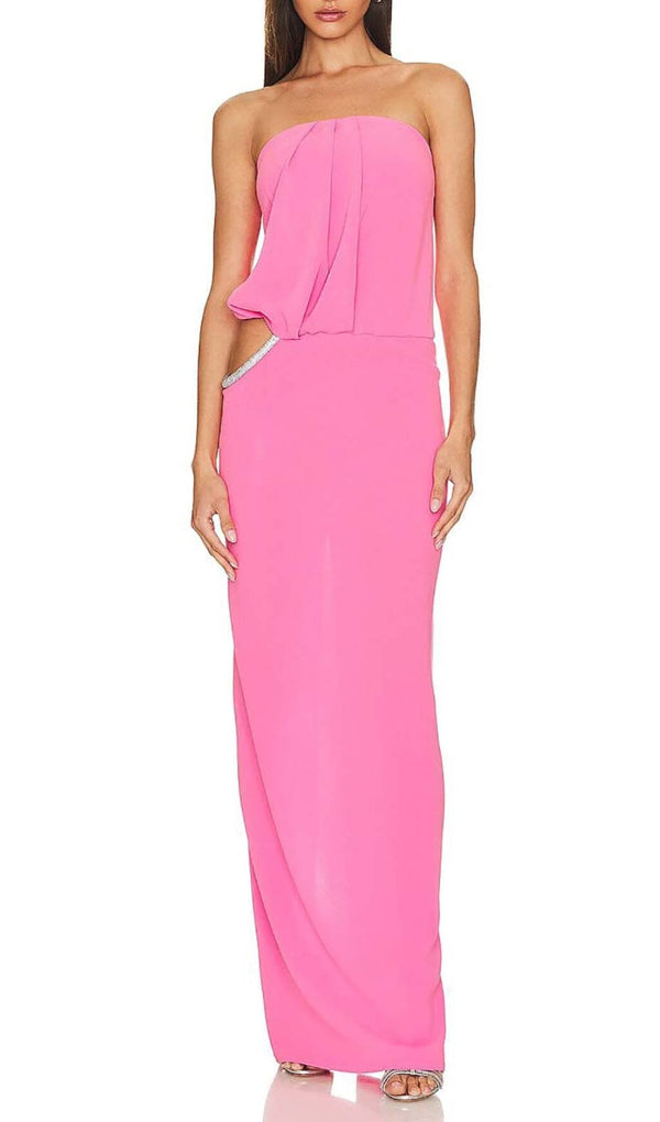 CUTOUT STRAPLESS MAXI DRESS IN PINK DRESS STYLE OF CB 