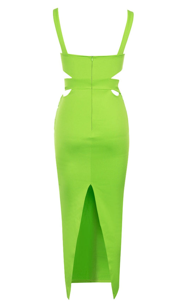 CUT OUT SPLIT MIDI DRESS IN LIME styleofcb 