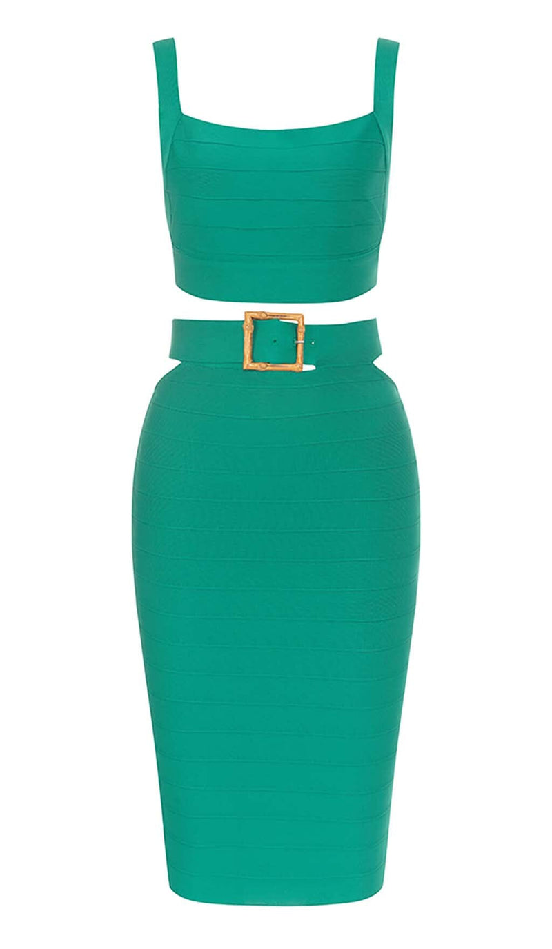 CUT OUT TWO-PIECE MIDI DRESS IN JADE DRESS STYLE OF CB 