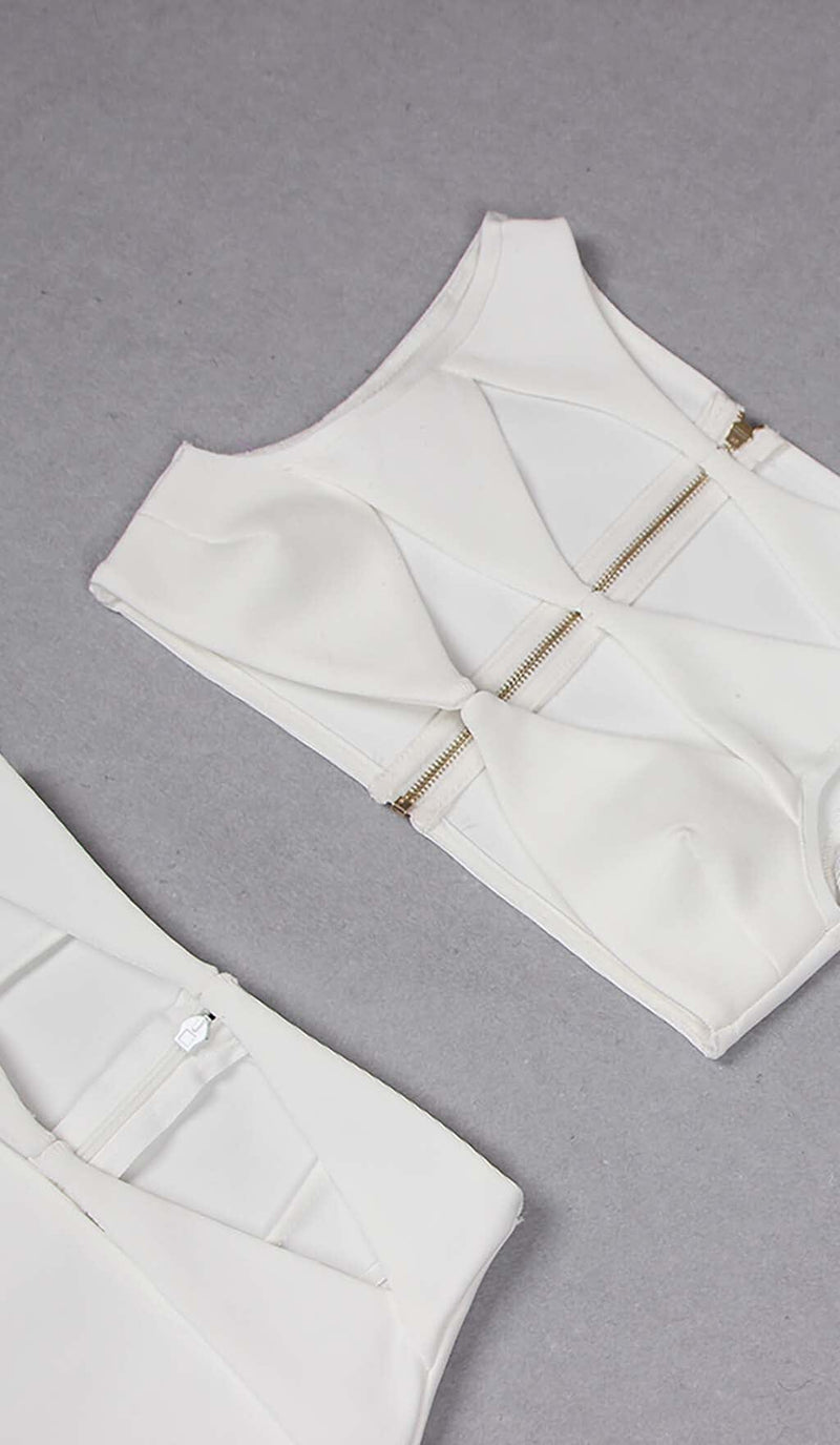 CUTOUT TWO PIECES SUIT IN WHITE DRESS STYLE OF CB 