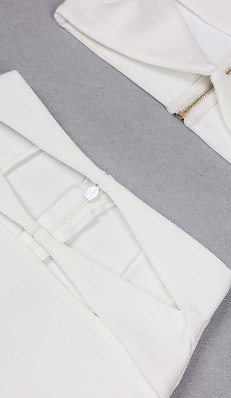 CUTOUT TWO PIECES SUIT IN WHITE DRESS STYLE OF CB 