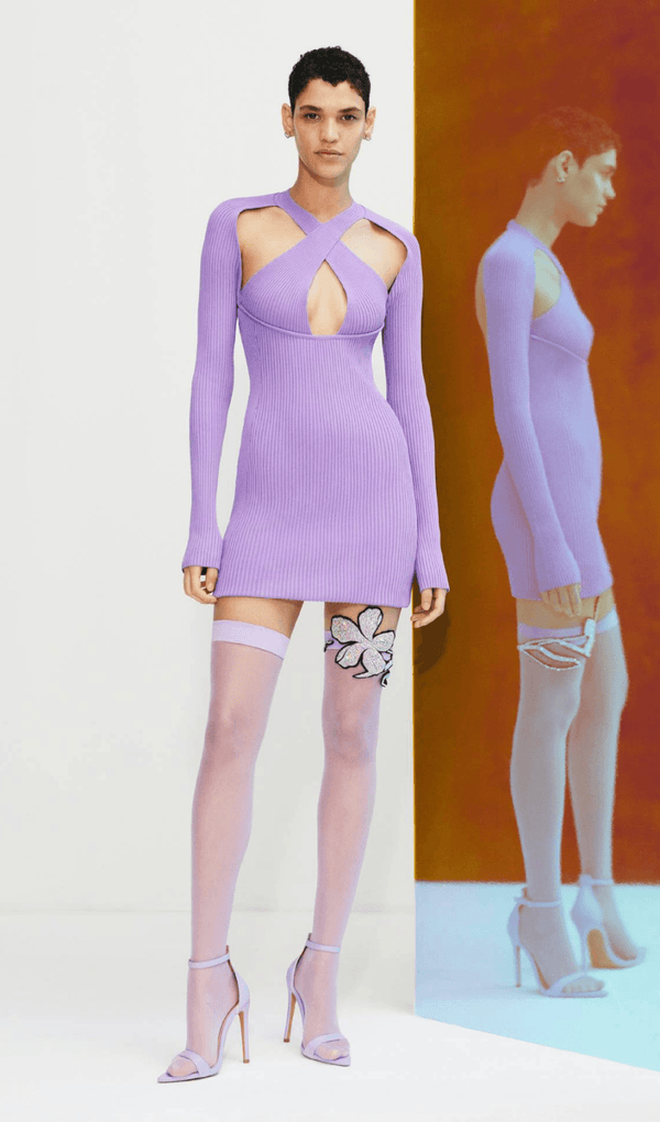 Collar hollow open back knitted dress styleofcb 