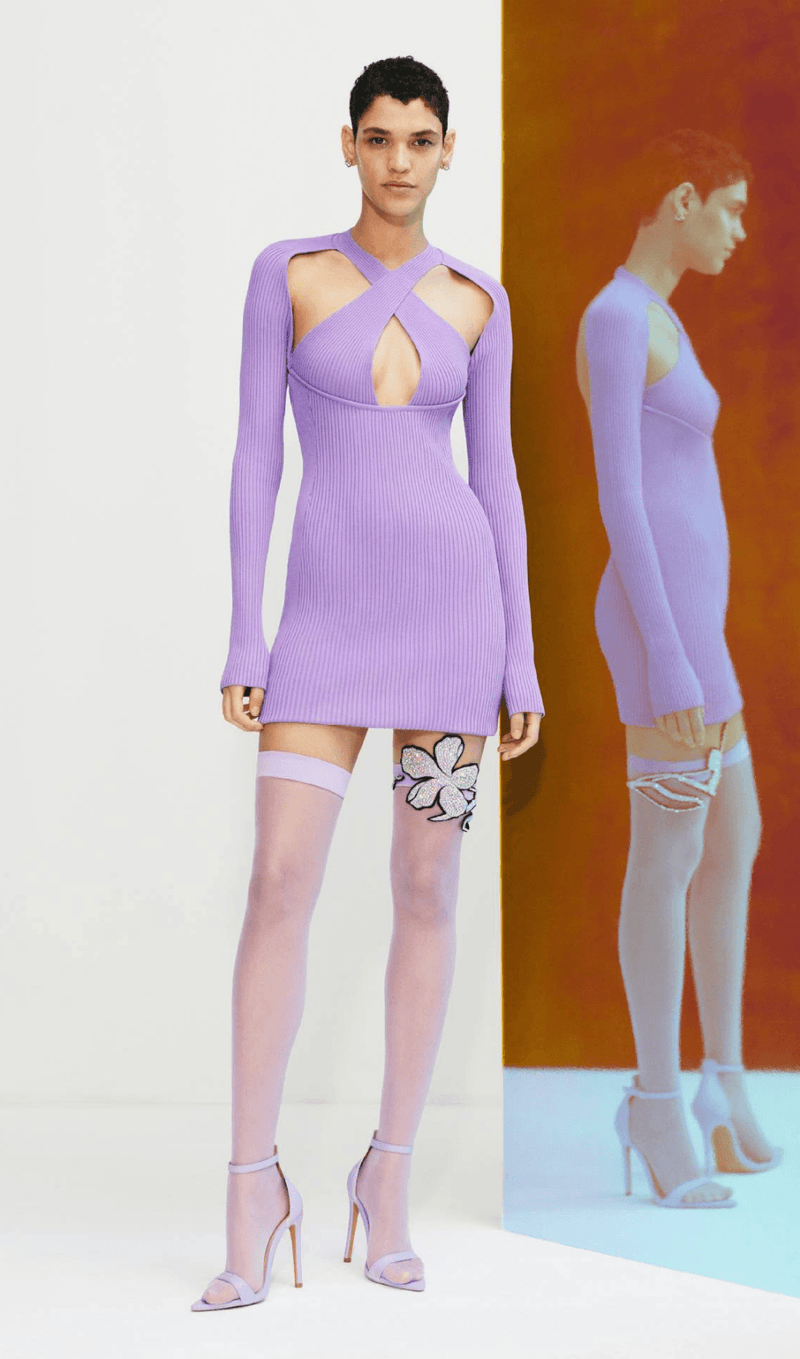 Collar hollow open back knitted dress styleofcb 