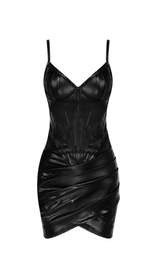 Corset Leather Sling Dress styleofcb BLACK XS 