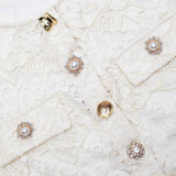CREAM CORD LACE SPLIT MIDI SKIRT