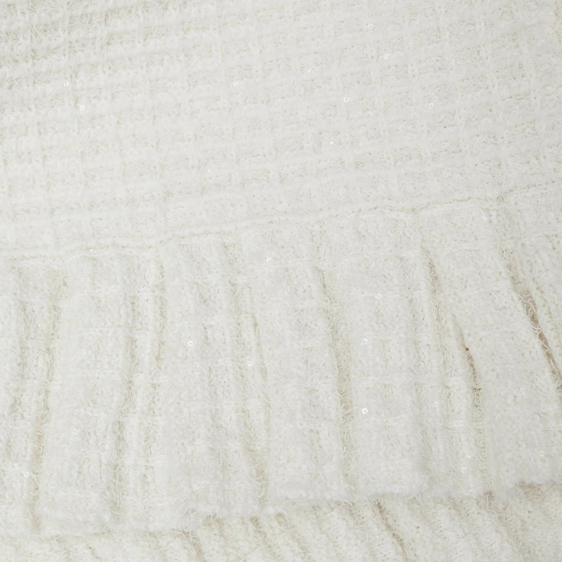 CREAM SEQUIN TEXTURED KNIT SKIRT