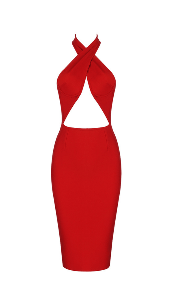 Cross halter halter dress styleofcb RED XS 
