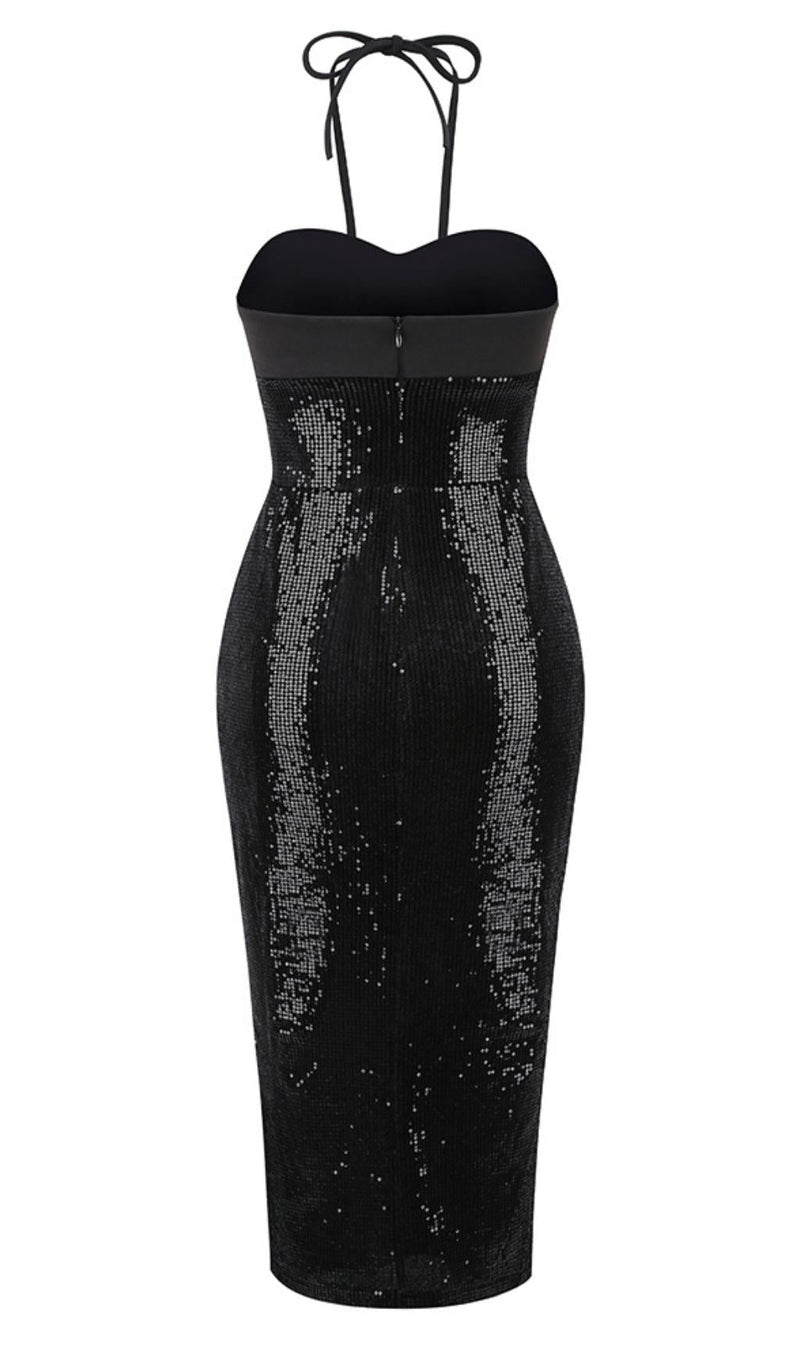 Cut Out High Split Maxi Dress in Black Dresses styleofcb 