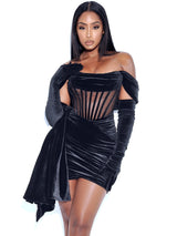 Irisa Black Draping Off Shoulder Corset Dress Dresses Oh CiCi 
