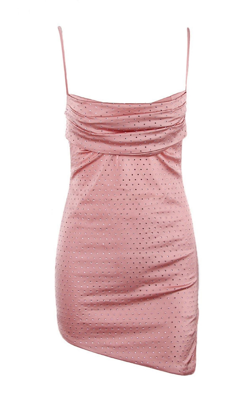 DIAMOND RUCHED MINI DRESS IN PINK styleofcb 