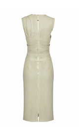DRAPED LEATHER PU MIDI DRESS IN BEIGE Dresses styleofcb 