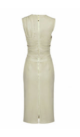 DRAPED LEATHER PU MIDI DRESS IN BROWN Dresses styleofcb 