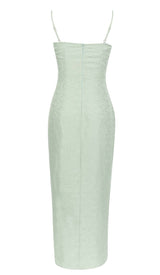 DRAPED LINEN MIDI DRESS IN LIGHT GREEN DRESS sis label 