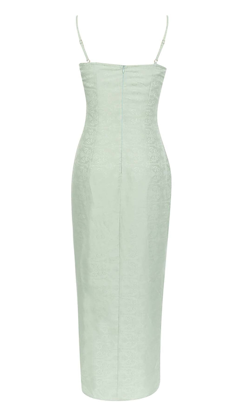 DRAPED LINEN MIDI DRESS IN LIGHT GREEN DRESS sis label 