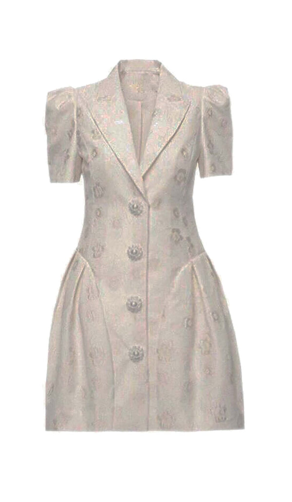 EMBROIDERED BUTTON JACKET DRESS IN WHITE DRESS styleofcb 