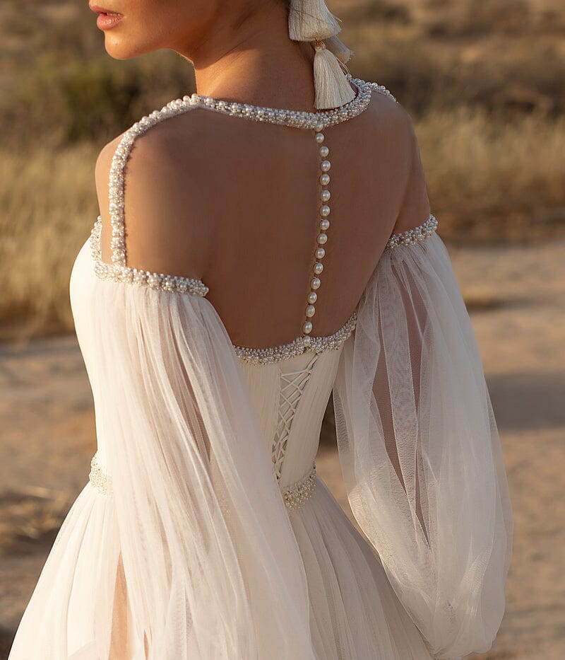 PUFFY SLEEVES WEDDING GOWN IN WHITE MAXI BANDAGE DRESSES & GOWNS styleofcb 