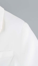 FEATHERS JACKET AND SHORT SKIRT IN WHITE DRESS STYLE OF CB 