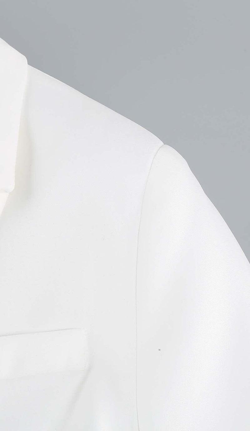 FEATHERS JACKET AND SHORT SKIRT IN WHITE DRESS STYLE OF CB 