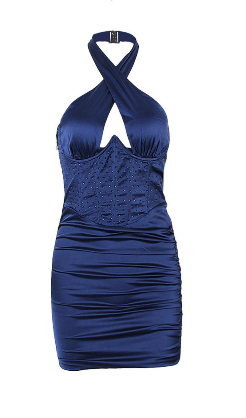 FISHBONE MINI DRESS IN BLUE Dresses styleofcb XS BLUE 