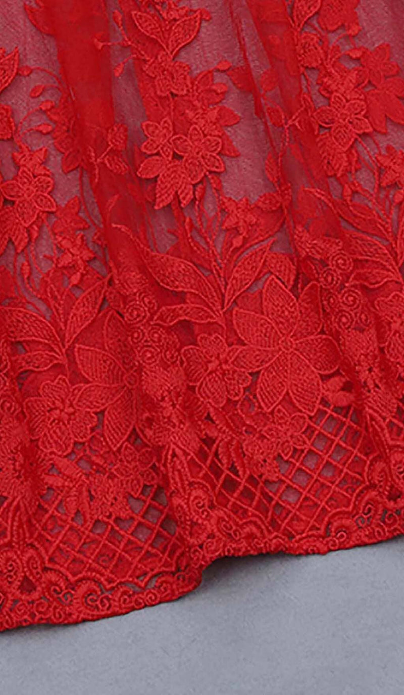 FLORAL CORSET LACE MAIX DRESS IN RED DRESS STYLE OF CB 