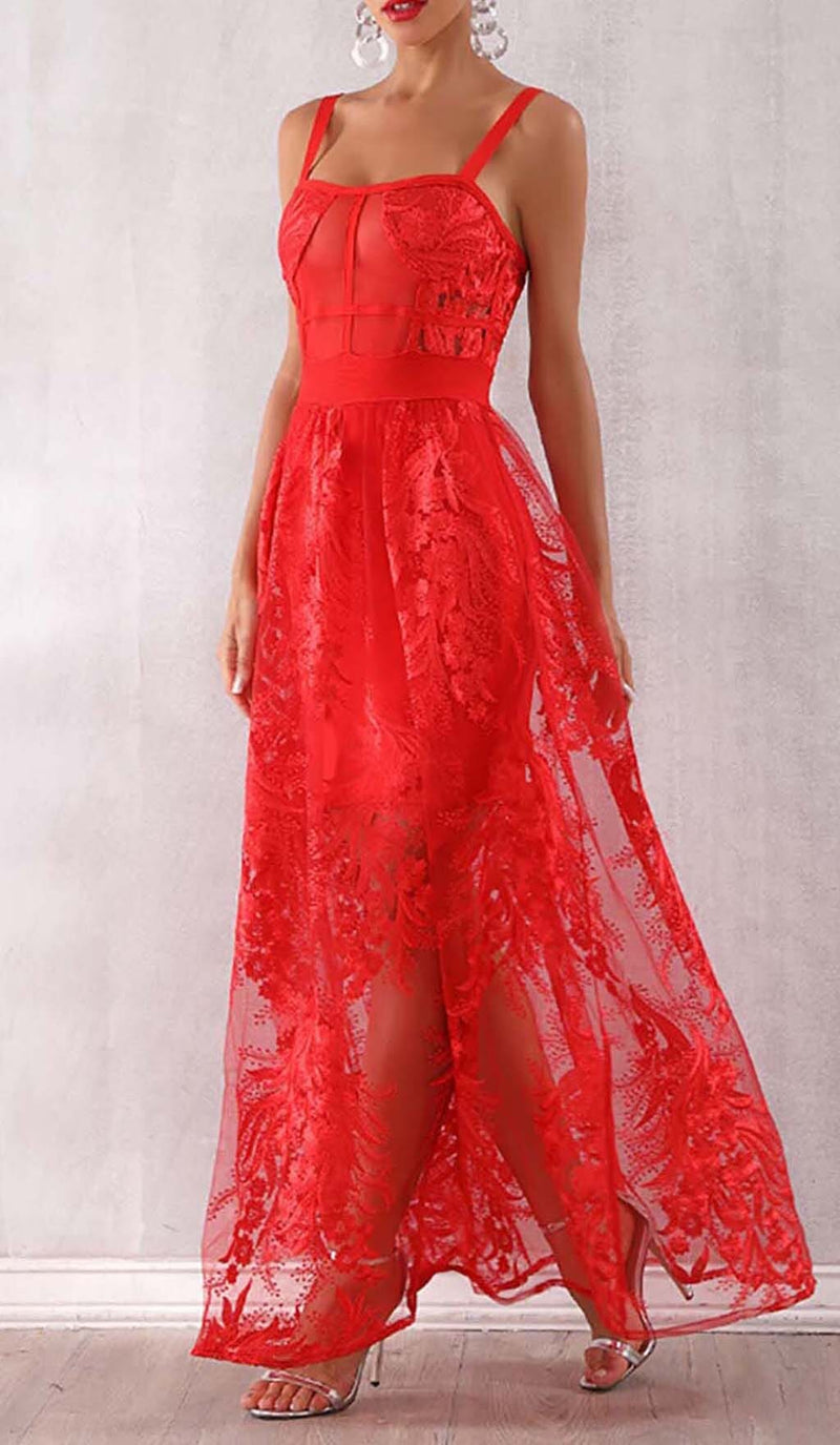 FLORAL CORSET LACE MAIX DRESS IN RED DRESS STYLE OF CB 