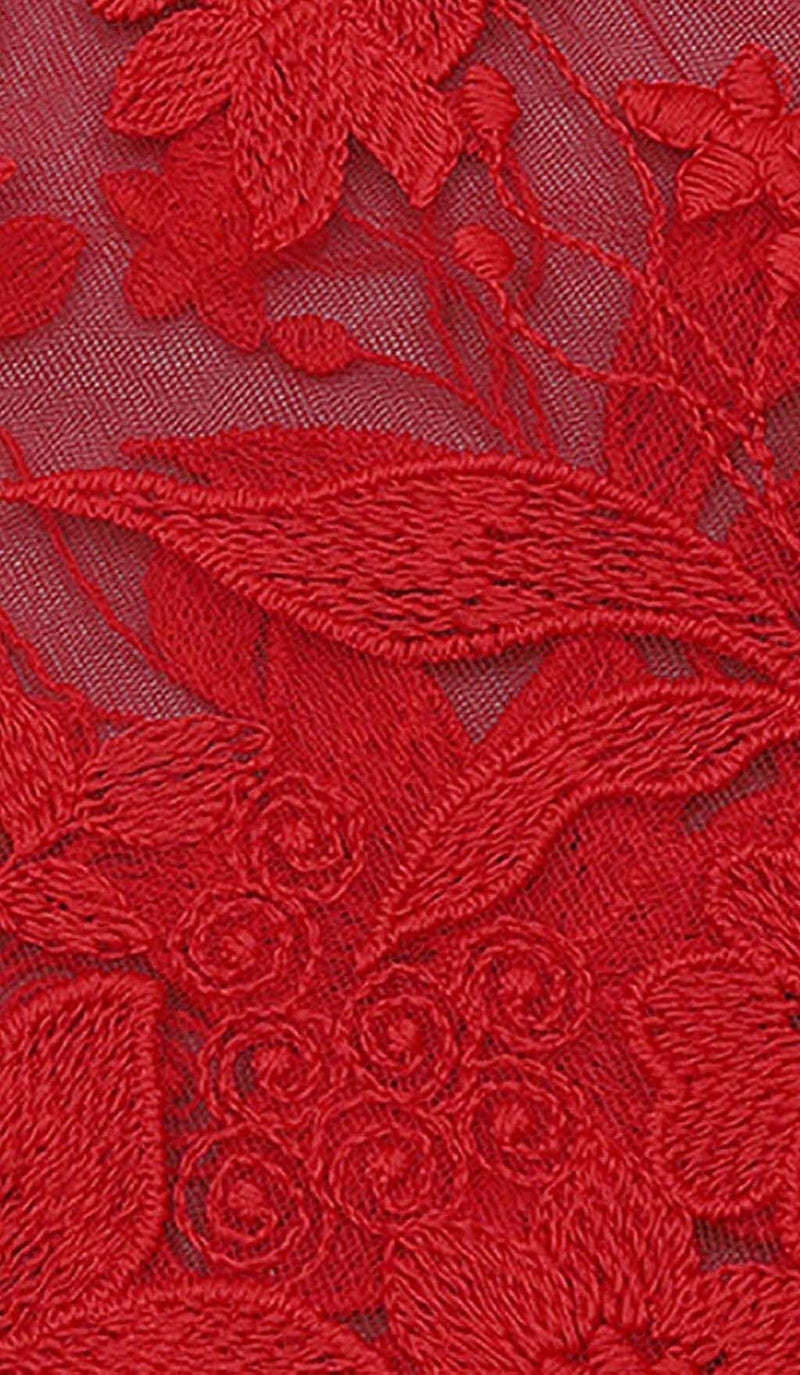 FLORAL CORSET LACE MAIX DRESS IN RED DRESS STYLE OF CB 