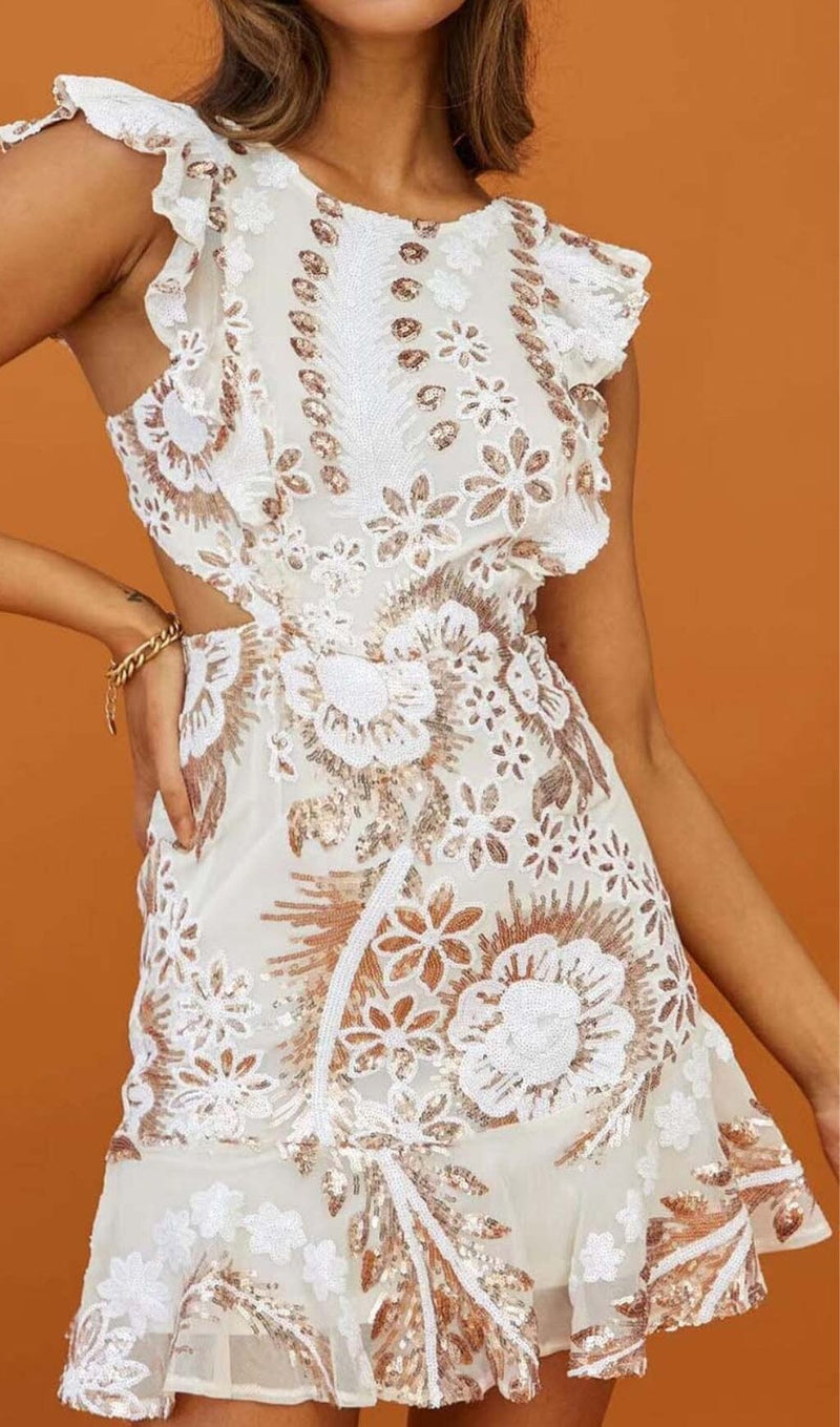 FLORAL LACE MINI DRESS IN WHITE styleofcb 