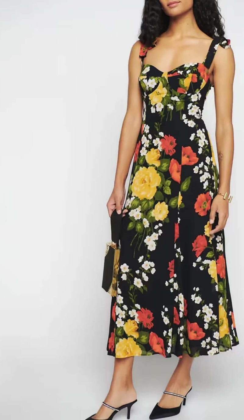 FLORAL-PRINT TIE STRAP DRESS IN LUISA DRESS STYLE OF CB 