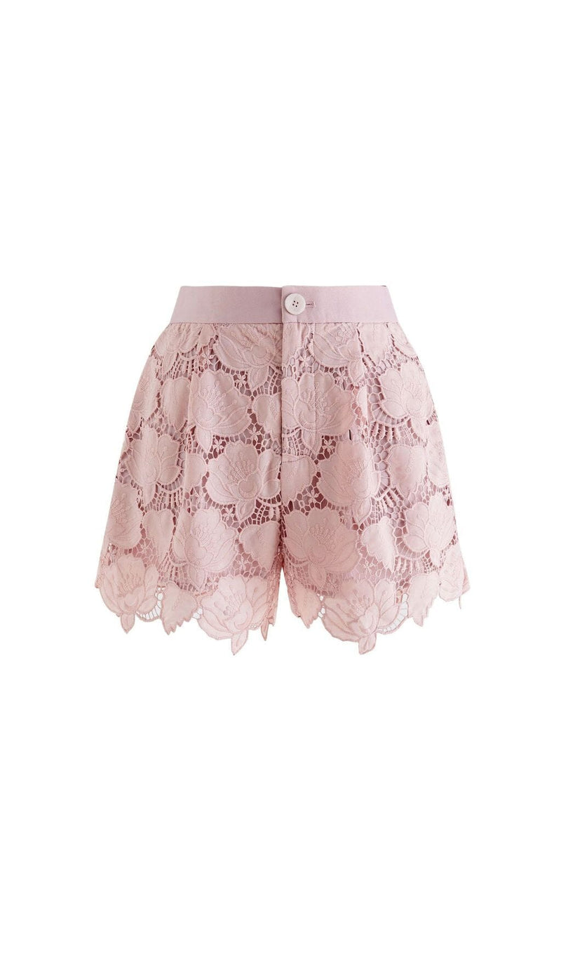 FLORAL CUTWORK JACKET DRESS SET IN PINK DRESS STYLE OF CB 