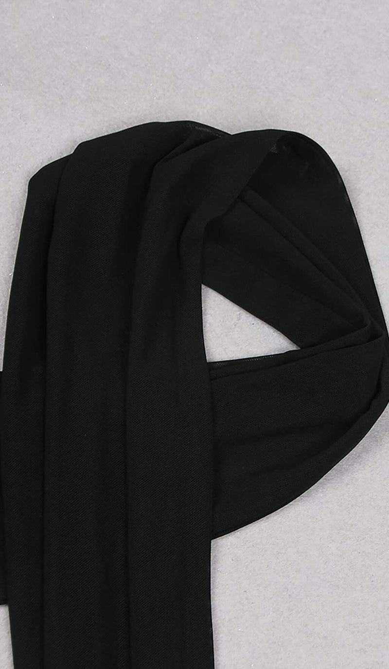 FLOWER SLEEVELESS WOOL CREP MIDI DRESS IN BLACK DRESS STYLE OF CB 