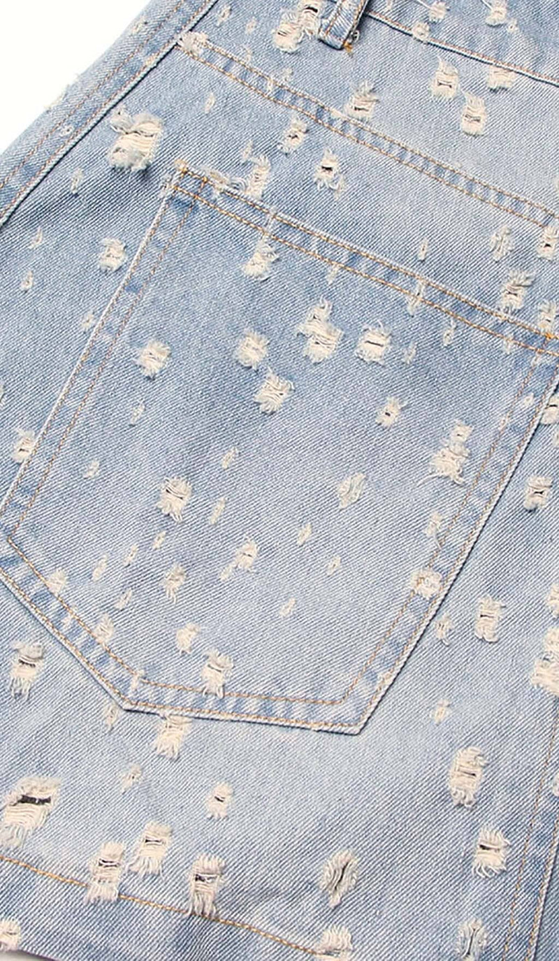 FRAYED DENIM MINI DRESS styleofcb 
