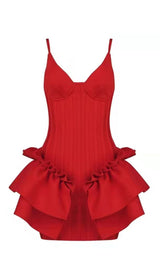 FRILLY BANDAGE MINI DRESS IN BLACK Dresses styleofcb XS RED 