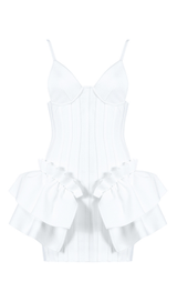 FRILLY BANDAGE MINI DRESS IN BLACK Dresses styleofcb XS WHITE 