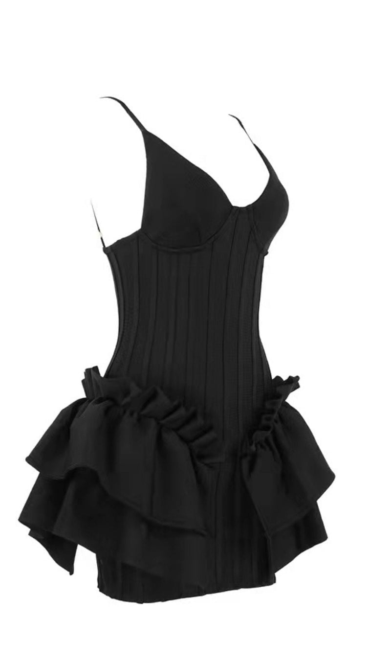 FRILLY BANDAGE MINI DRESS IN BLACK Dresses styleofcb 