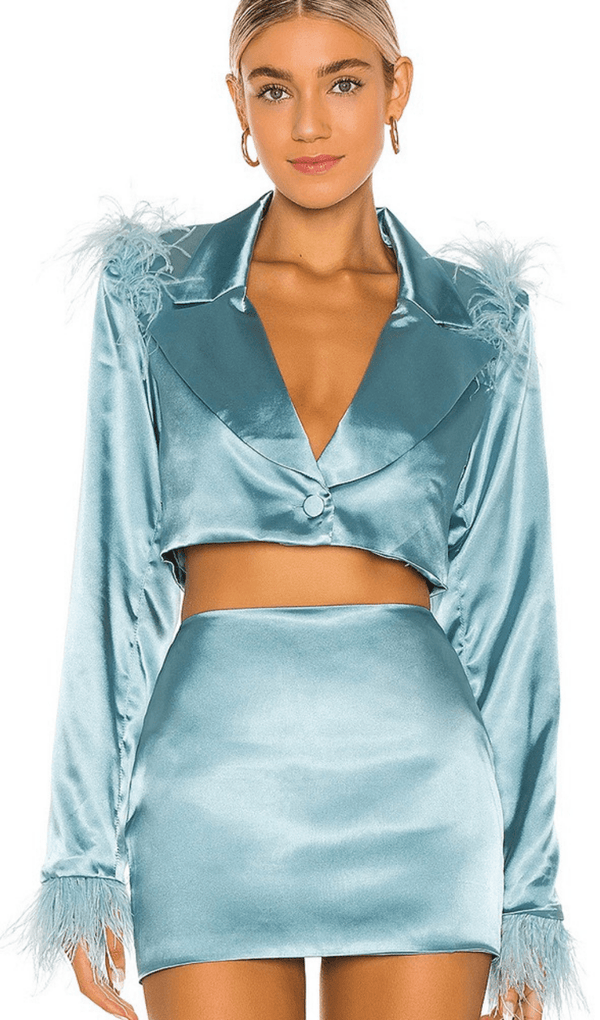 Feather short blue suit styleofcb 