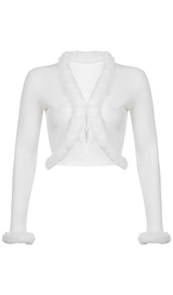 Furry lace cardigan top styleofcb WHITE S 