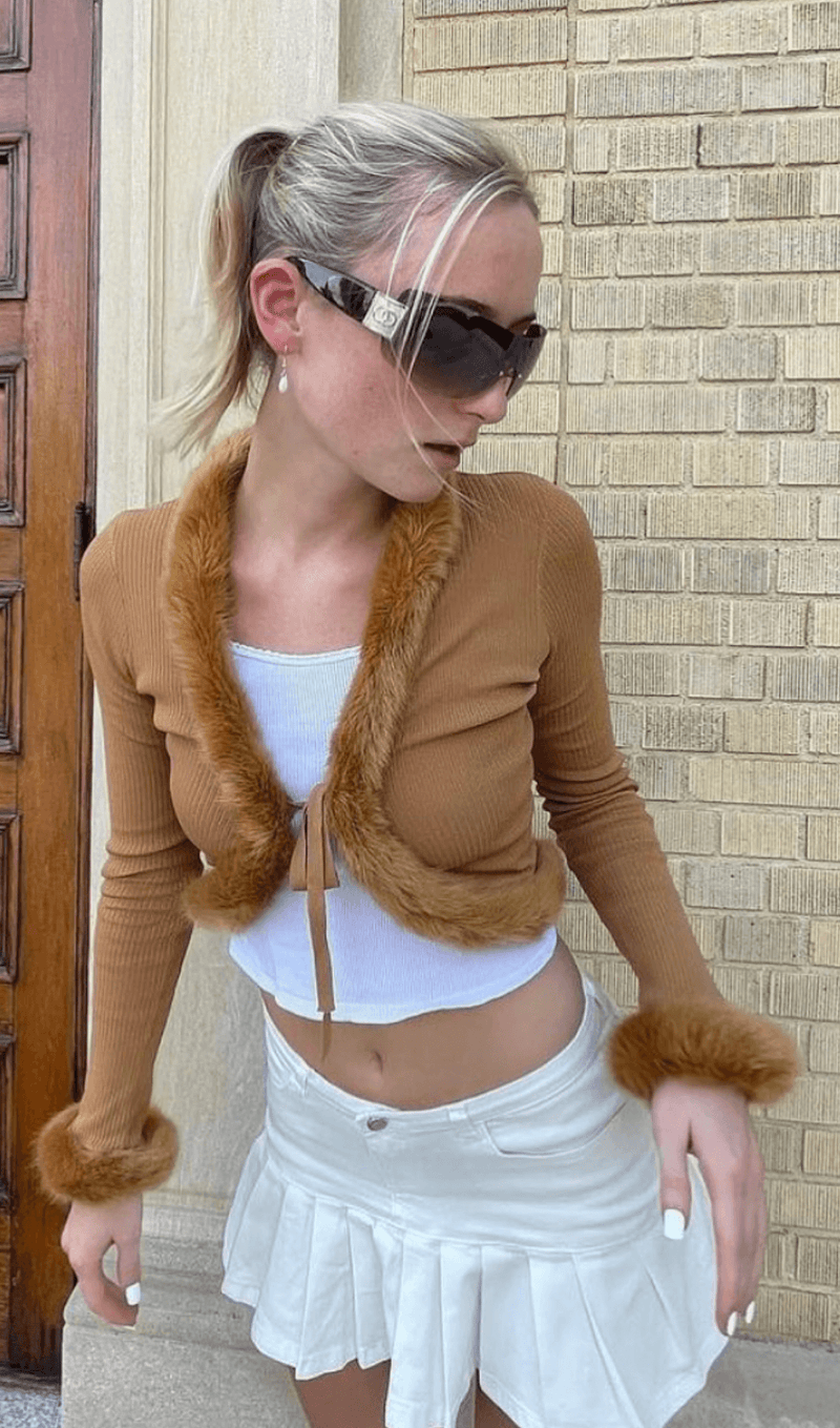 Furry lace cardigan top styleofcb 