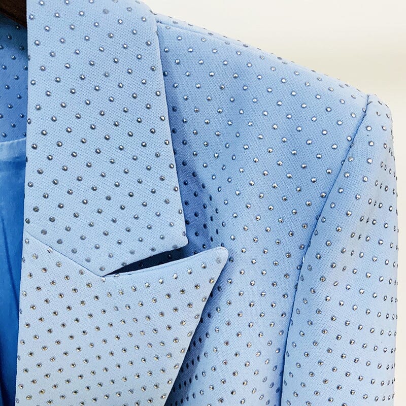 GLITTER FLARED THREE-PIECE SET IN BLUE DRESS sis label 