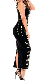 GOLD ACCENT BANDAGE MAXI DRESS DRESS STYLE OF CB 