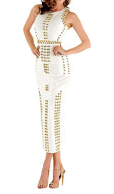 GOLD ACCENT BANDAGE MAXI DRESS DRESS STYLE OF CB 