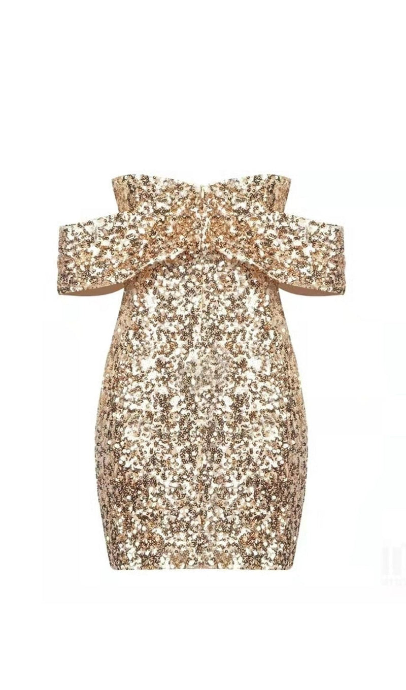 GOLD SEQUIN STRAPLESS MINI DRESS Dresses styleofcb 