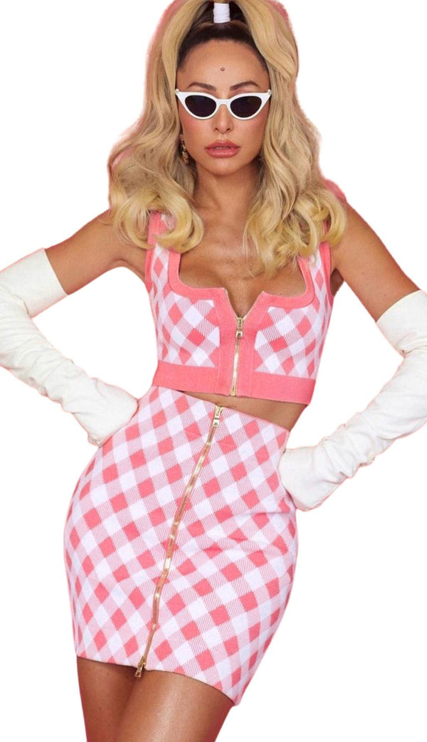 Geometric pattern skirt suit styleofcb 
