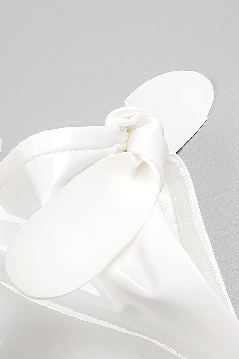 GLAM WITH EDGY SKINTIGHT LATEX GOWN IN WHITE LEATHERETTE PIECES Oh CICI 