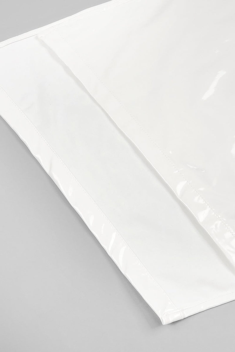 GLAM WITH EDGY SKINTIGHT LATEX GOWN IN WHITE LEATHERETTE PIECES Oh CICI 