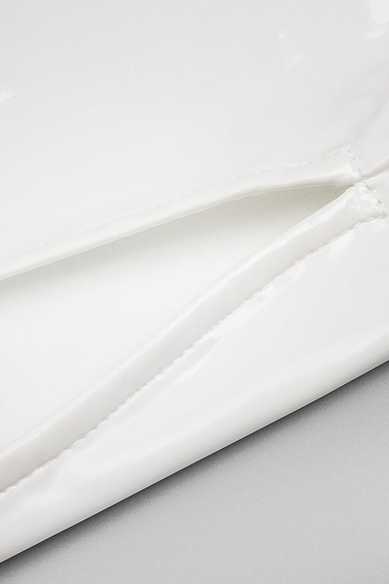 GLAM WITH EDGY SKINTIGHT LATEX GOWN IN WHITE LEATHERETTE PIECES Oh CICI 